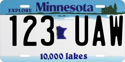 MN license plate 123UAW
