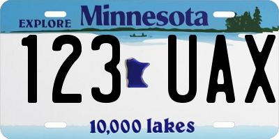 MN license plate 123UAX