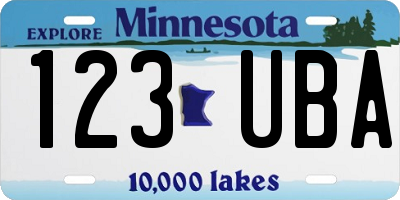 MN license plate 123UBA
