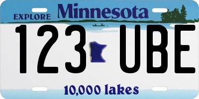 MN license plate 123UBE