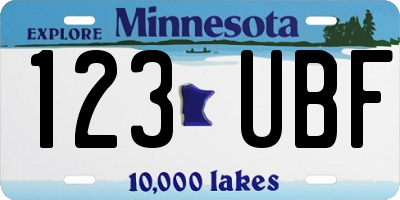 MN license plate 123UBF