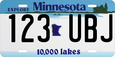 MN license plate 123UBJ