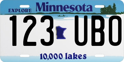 MN license plate 123UBO