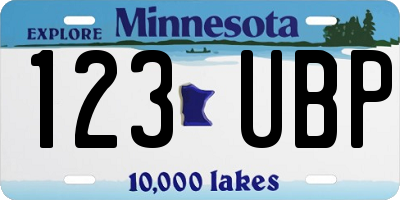 MN license plate 123UBP