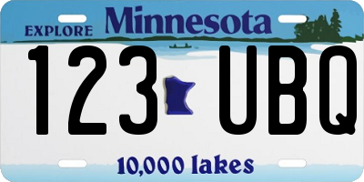 MN license plate 123UBQ