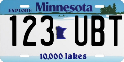 MN license plate 123UBT