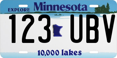MN license plate 123UBV