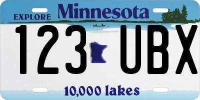 MN license plate 123UBX