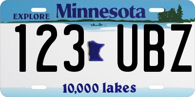 MN license plate 123UBZ