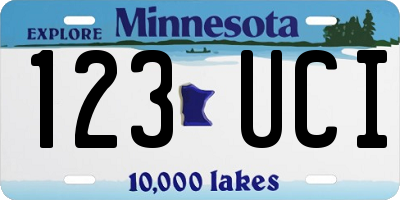 MN license plate 123UCI