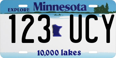 MN license plate 123UCY