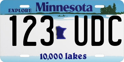 MN license plate 123UDC