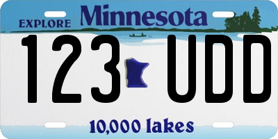 MN license plate 123UDD