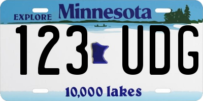 MN license plate 123UDG