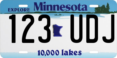 MN license plate 123UDJ