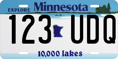 MN license plate 123UDQ