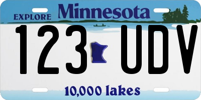 MN license plate 123UDV