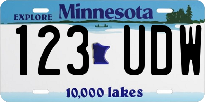 MN license plate 123UDW