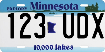MN license plate 123UDX