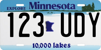 MN license plate 123UDY