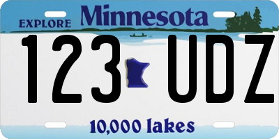 MN license plate 123UDZ