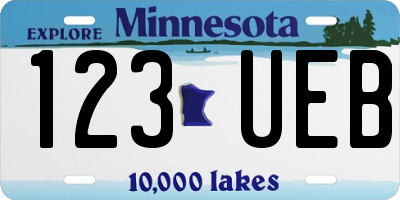 MN license plate 123UEB