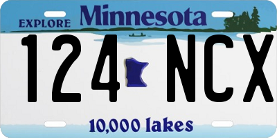 MN license plate 124NCX