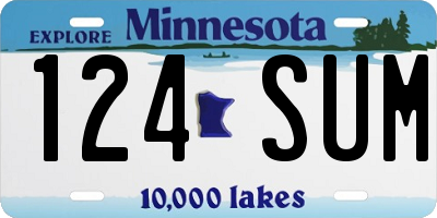 MN license plate 124SUM