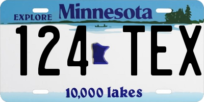 MN license plate 124TEX