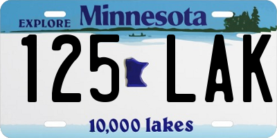 MN license plate 125LAK