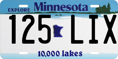 MN license plate 125LIX