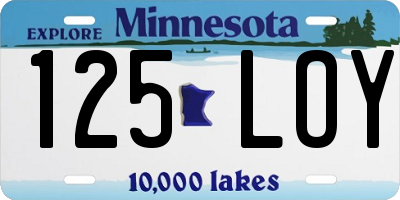 MN license plate 125LOY