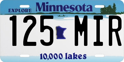 MN license plate 125MIR