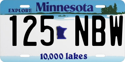MN license plate 125NBW