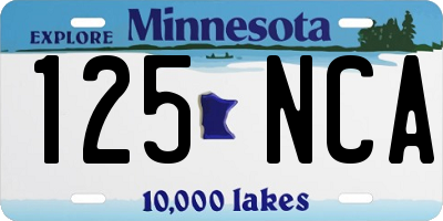 MN license plate 125NCA