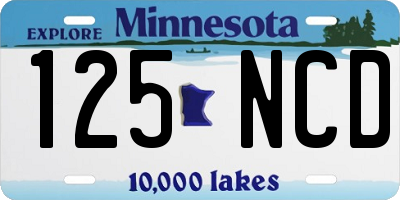 MN license plate 125NCD