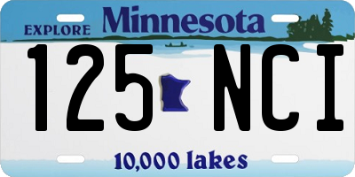 MN license plate 125NCI