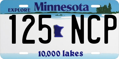 MN license plate 125NCP