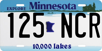 MN license plate 125NCR