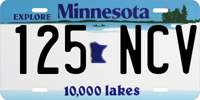 MN license plate 125NCV
