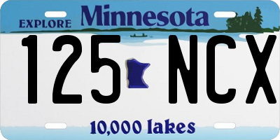 MN license plate 125NCX