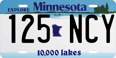 MN license plate 125NCY