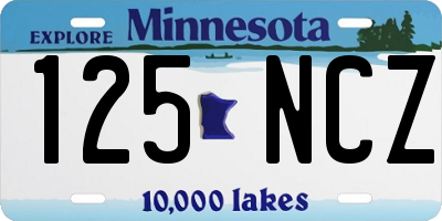 MN license plate 125NCZ