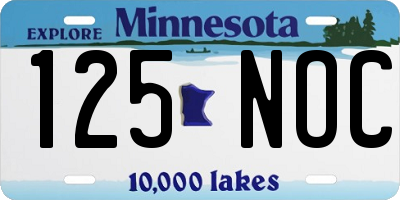 MN license plate 125NOC