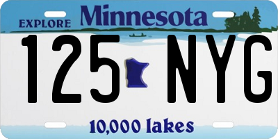 MN license plate 125NYG