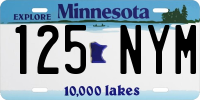 MN license plate 125NYM