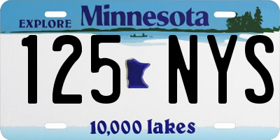 MN license plate 125NYS