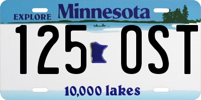 MN license plate 125OST