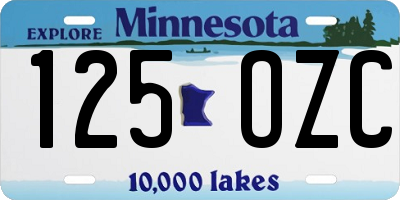 MN license plate 125OZC