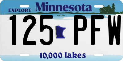 MN license plate 125PFW